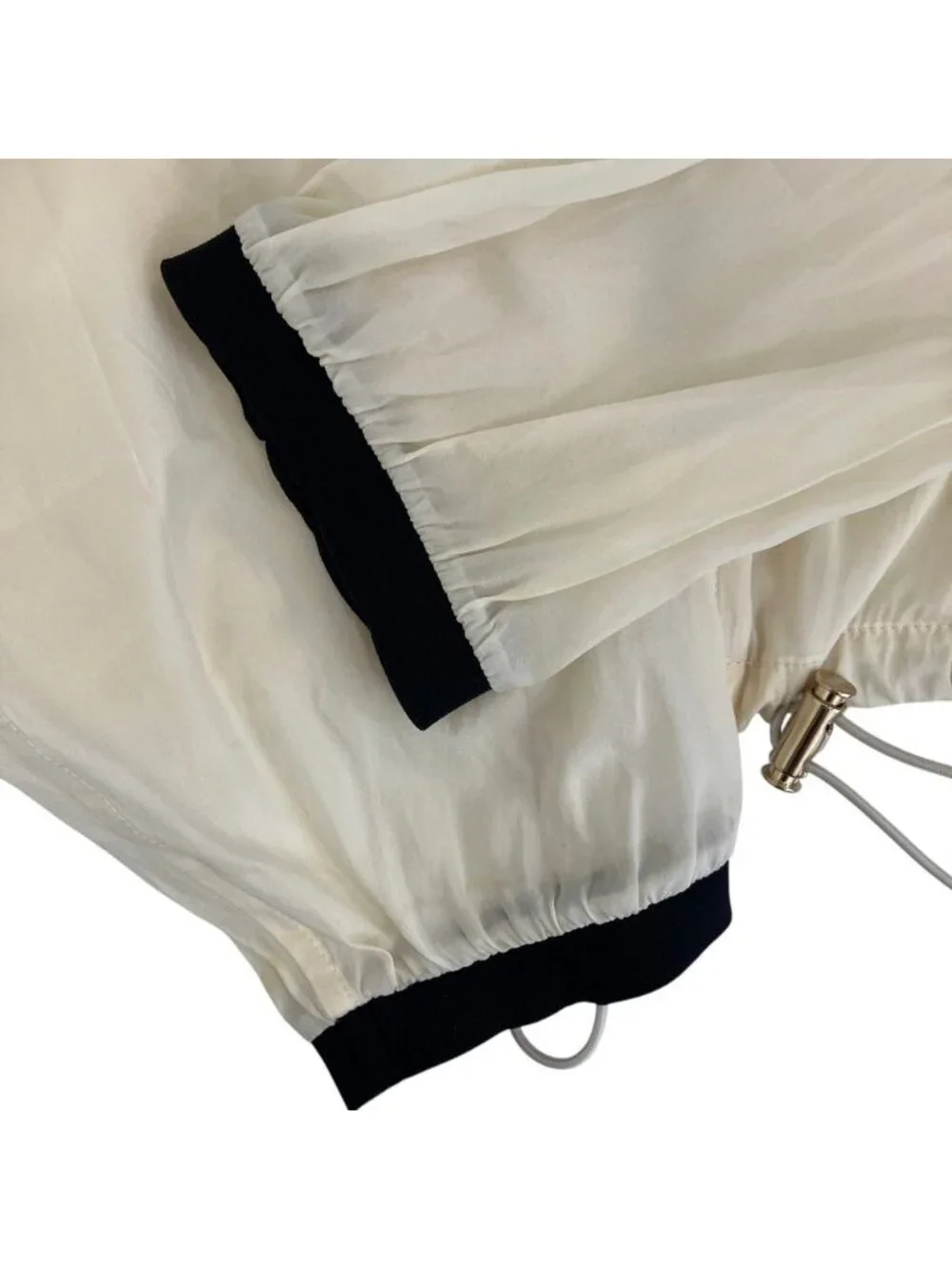 Miu Miu Logo Technical Silk Cropped Jacket Ivory 38